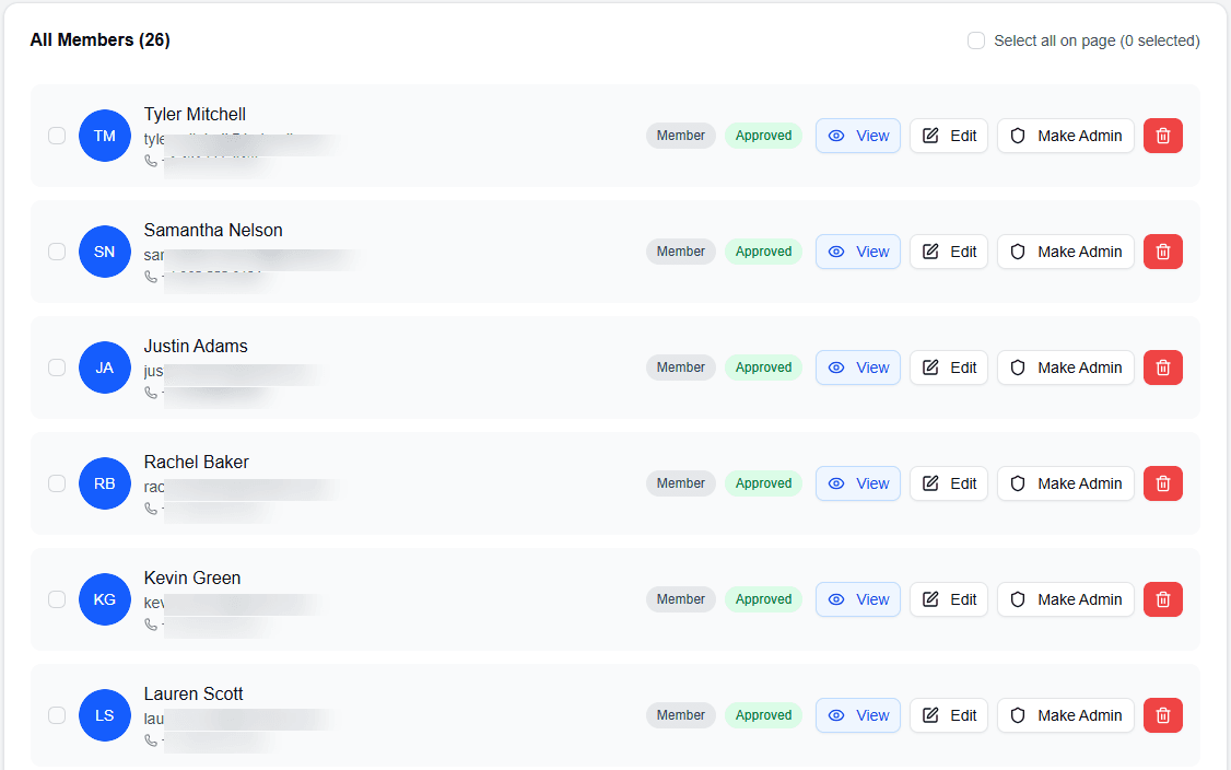 Member import screen screenshot